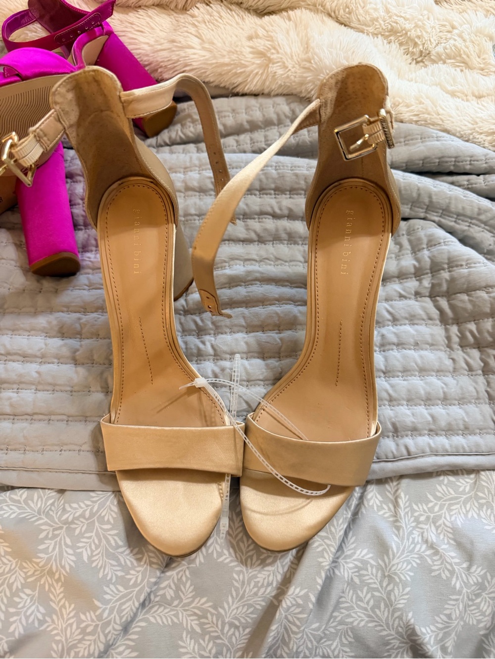 Gianni Bini Nude Beige Ankle-Strap Heeled Sandals
